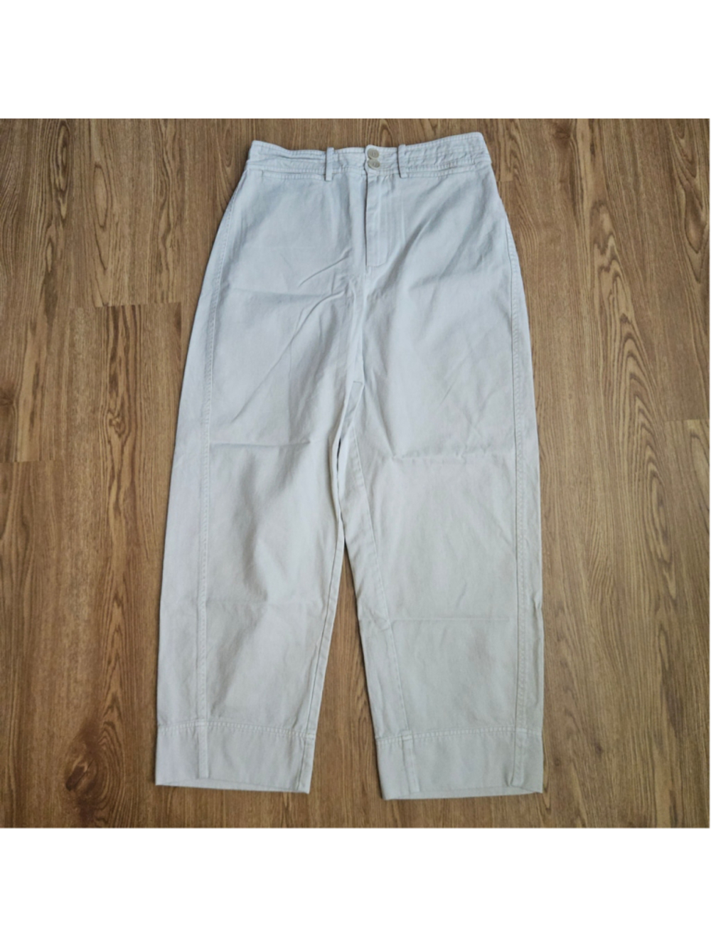 APiece Apart Cotton Khaki Wide Tapered Leg Trousers Womens 8 High Waisted